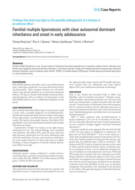 Pdf Familial Multiple Lipomatosis With Clear Autosomal Dominant