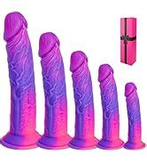 Amazon Piece Realistic Silicone Colorful Funny Dildo Set Fantasy Pink