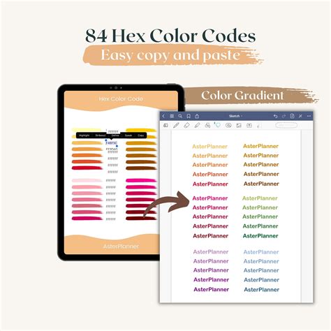 84 Hex Color Codes Goodnotes Color Palette For Goodnotes Procreate