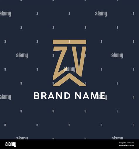 ZV Initial Monogram Logo Design In A Rectangular Style With Curved Side