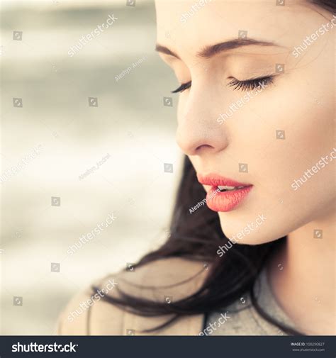 Beautiful Brunette Sexy Lips Stock Photo 100290827 Shutterstock