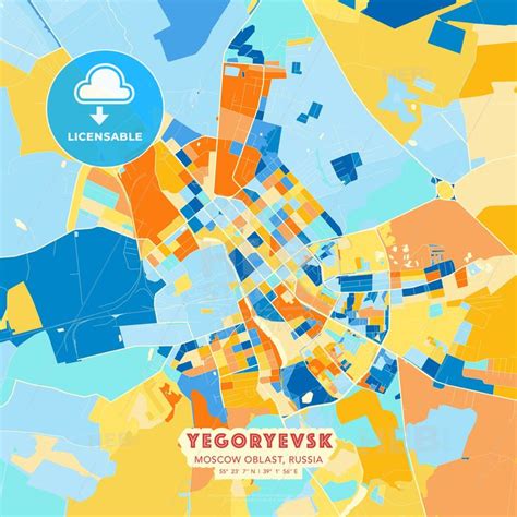 yegoryevsk moscow oblast russia blue  orange vector art map template hebstreits map