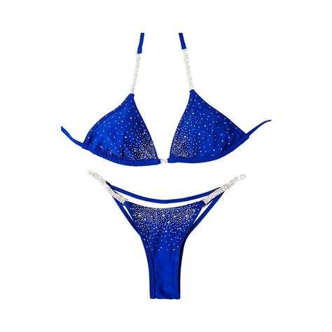 New Made To Order Crystal Competition Bikini Suit Lovely Blue Etsy