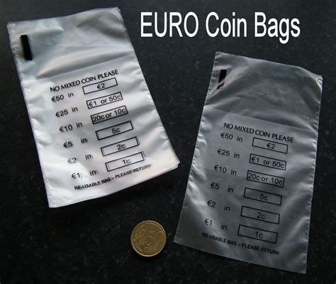 100 X Plastic Money Euro Coin Bank Bags No Mixed Coins New And