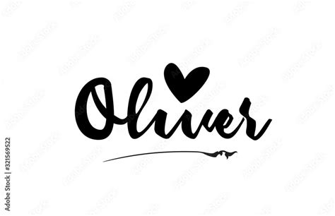 Oliver name text word with love heart hand written for logo typography ...