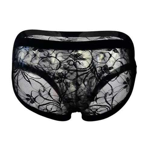 Lingerie sexy pour hommes Sous vêtements en dentelle Boxers Mesh Men s Panties Briefs n47196