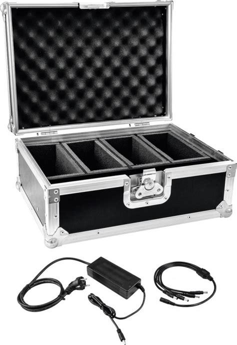 EUROLITE Set Flightcase 4x AKKU Flat Light 1 Ladegerät günstig bei LTT