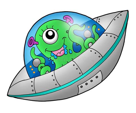 Cute alien in spaceship stock illustration. Illustration of looking ...