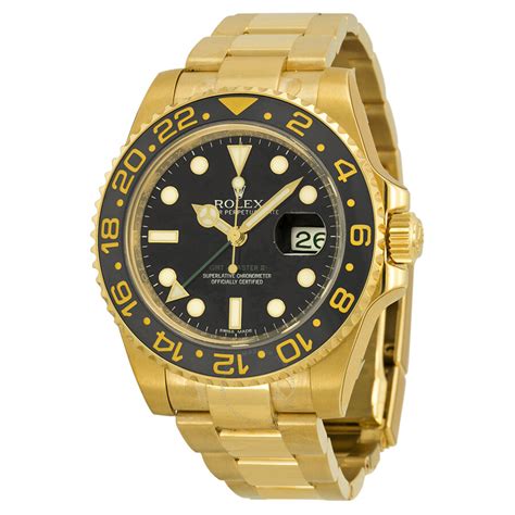 Rolex Gmt Master Ii Black Dial K Yellow Gold Oyster Bracelet