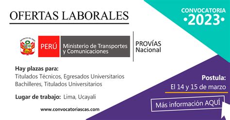 CONVOCATORIA PROVIAS NACIONAL CAS 10 Plazas Administración