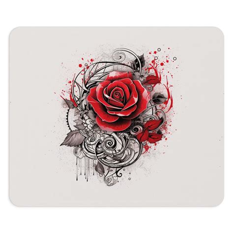 Rose Design Mouse Pad Red Rose Mouse Pad Single Rose Design Mouse Pad