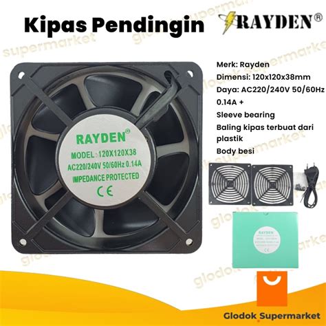 Jual Kipas Pendingin Rayden 12cm Cooling Fan AC 220v 12 X 12 X 3 8 Cm