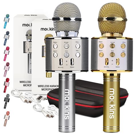 Mockins Pack Handheld Microphones Gold Silver Bluetooth Speaker