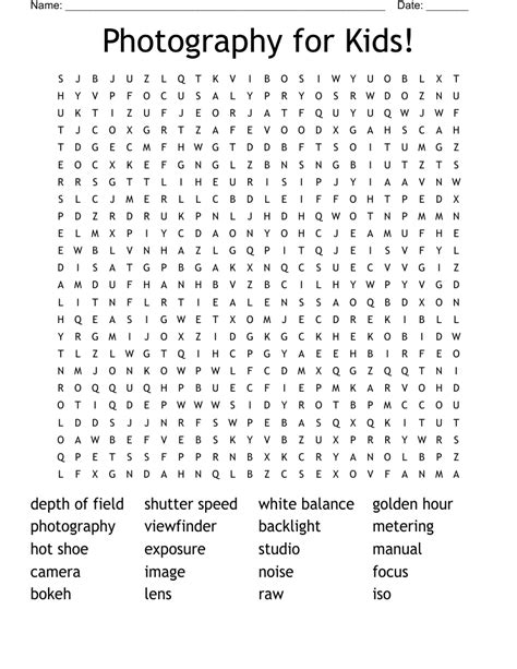 Photography For Kids Word Search Wordmint