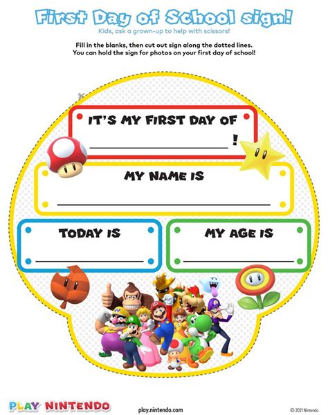 print play mario  friends   school diy sign play nintendo
