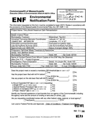 Fillable Online Env State Ma E N F Notification Form Env State Ma Fax