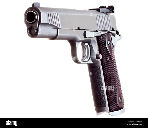 45 Caliber custom match grade stainless steel automatic pistol firearm ...