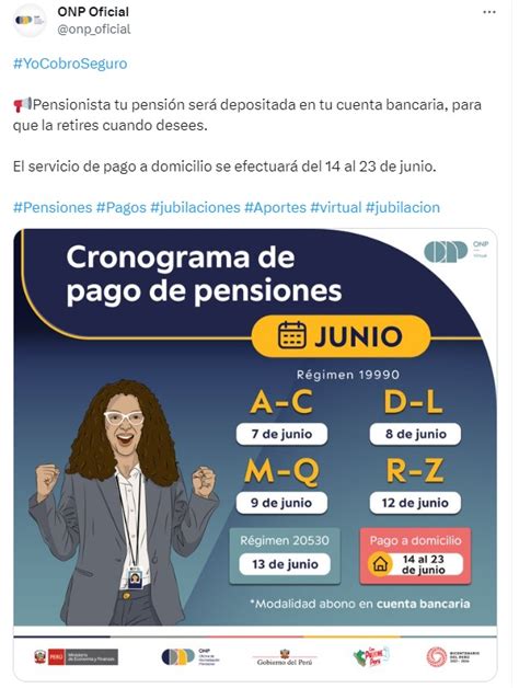 Fechas De Pago Onp Junio Cu Ndo Recibir Mi Pensi N A Domicilio