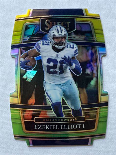 Ezekiel Elliott 11 Green Yellow Prizm Concourse Level Die Cut 2021