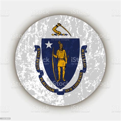 Massachusetts State Flag Vector Illustration Stock Illustration Download Image Now Aging