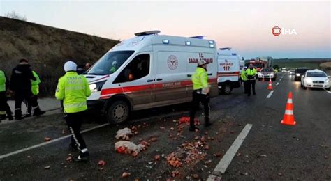 Tekirdağ da yolcu otobüsü ile kamyon çarpıştı Çok sayıda yaralı var