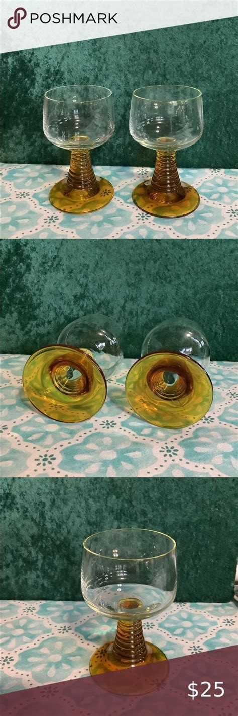 2 Vtg Roemer Rhein 4 5 Amber Beehive Stem Wine Glasses From West Germany Wine Glasses Bee