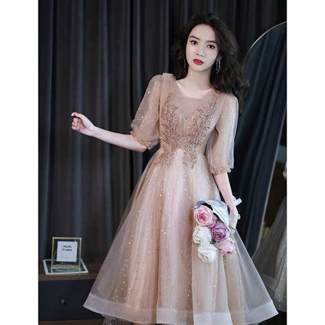 Buy Spring Womens Banquet Evening Dress Femininity Long Style Celebrity Perspective Bronzing