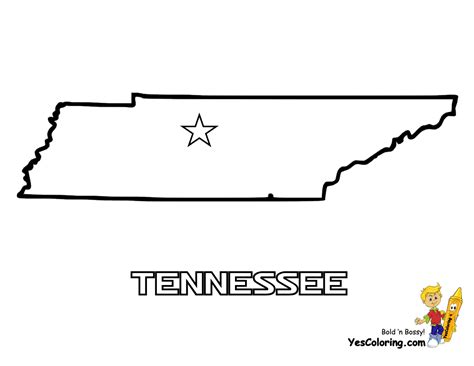 Tennessee State Map Coloring Page