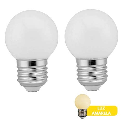 Kit 2 Lâmpadas Led Bolinha Branco Quente 3w 127v Galaxy E27 Decorativa