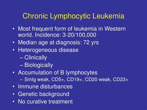 Ppt Chronic Lymphocytic Leukemia Prognosis And Treatment Powerpoint