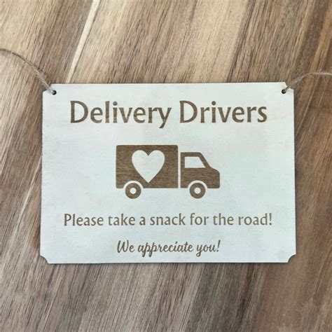 Front Porch Delivery Driver Appreciation Sign Holiday Laser Engraved Wood Thank You Sign