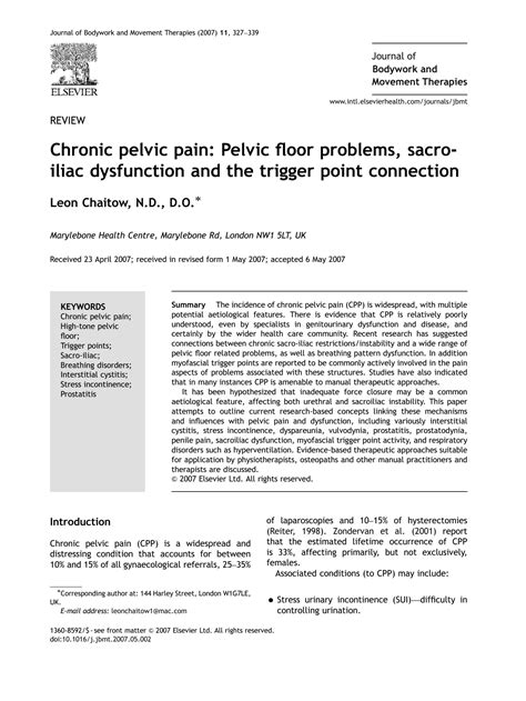 SOLUTION Chronic Pelvic Pain Pelvic Floor Problems Sacro Iliac