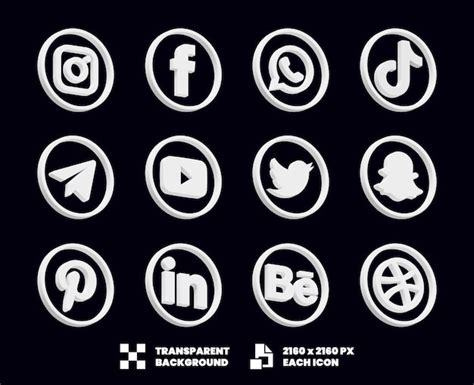 Colección de iconos de redes sociales 3d Archivo PSD Premium