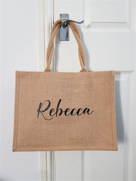 Personalised Jute Hessian Shopping Bag Custom Name Burlap Etsy