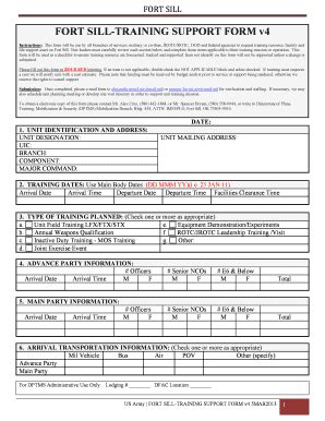 Fillable Online Army Fort Sill Training Support Form V Fort Sill U