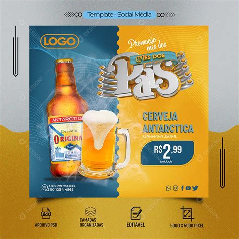 Feed Promoção Mês Dos Pais Cerveja Antártica Social Media Psd Editável