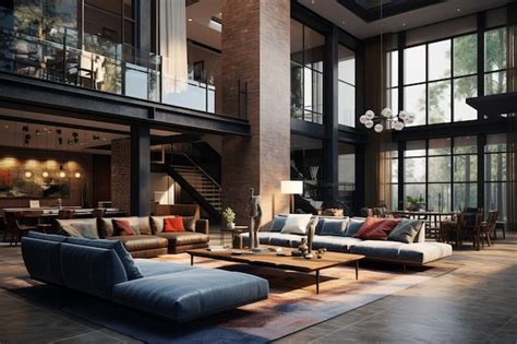 Premium Photo | Living rooms with high ceilings