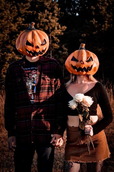 Pumpkin Head Couple Photoshoot Halloween Photography Halloween