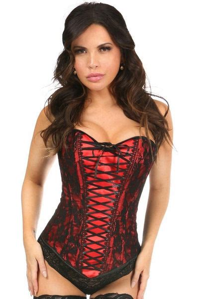 Daisy Corsets Lavish Red Lace Up Over Bust Corset W Black Lace