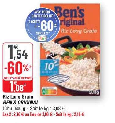 Offre Riz Long Grain Ben S Original Chez G20