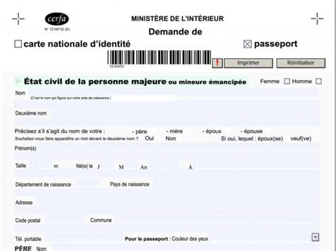 Application Form Formulaire De Demande De Passeport Pour Mineur