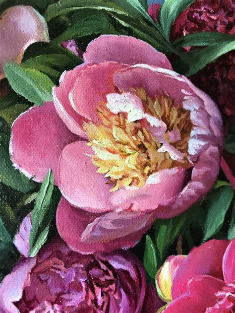 Peonies And Scissors Painting By Tatjana Cechun Saatchi Art