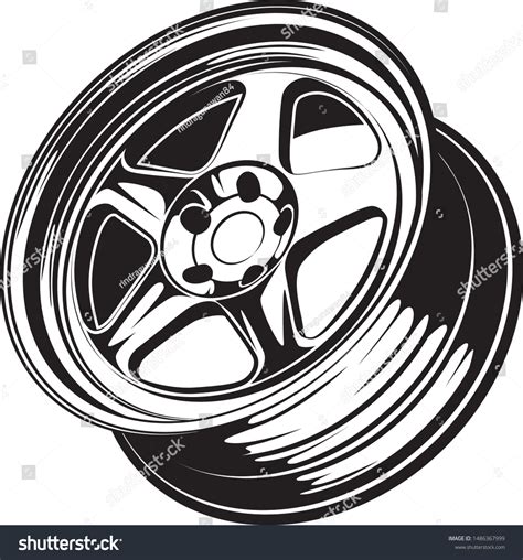 Car Wheel Rim Vector Silhouette Icon Stock Vector Royalty Free 1486367999 Shutterstock