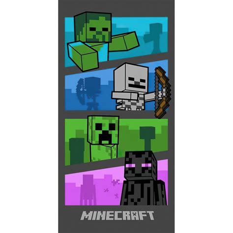 Dětská Plážová Osuška Minecraft Enderman Monster Zeleno Modro Fialová Froté 70x140cm