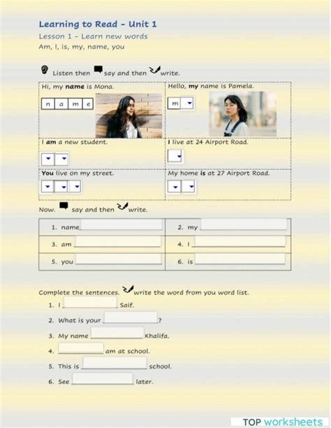 Literacy Unit 1 Lesson 1 Interactive Worksheet Topworksheets