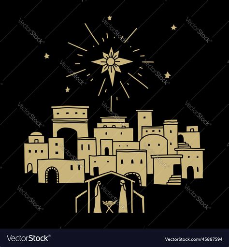 Star over bethlehem mary joseph Royalty Free Vector Image