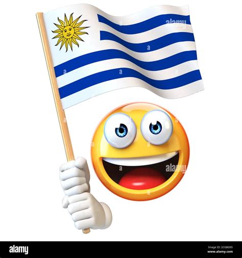 Emoji holding Uruguay flag, emoticon waving national flag of Uruguay 3d ...