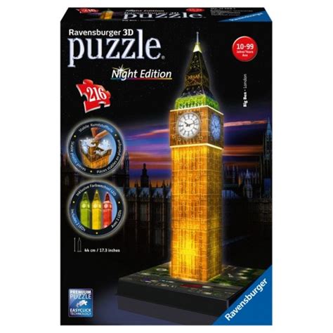 Puzzle 216 pièces 3D Night Edition Big Ben Puzzle Ravensburger