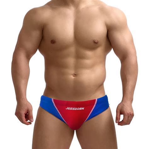 Sexy Mens Bathing Swimsuit Nylon Patchwork Swimwear Quick Dry Swimming Bikini Briefs Summer Male