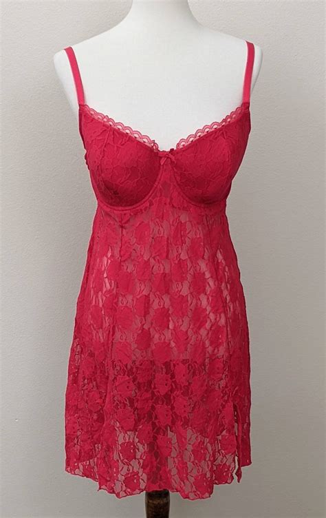 Babydoll Lingerie Red Sheer Sexy Lingerie Anniversary Etsy